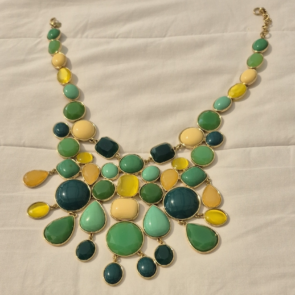 Banana Republic Green and Yellow Bib Necklace